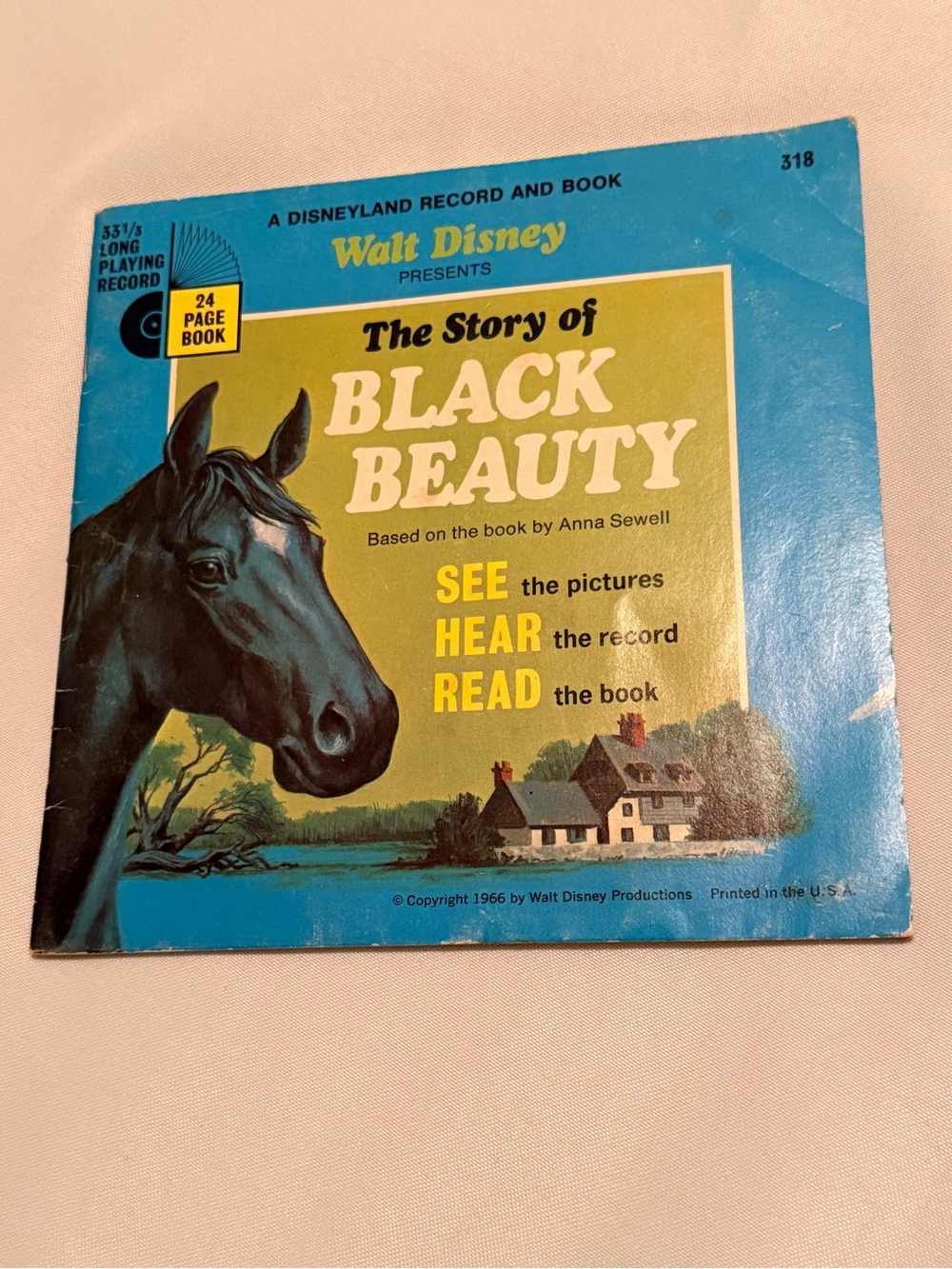 Walt Disney 'The Story of Black Beauty' Vintage Record & Book - Blue/Yellow